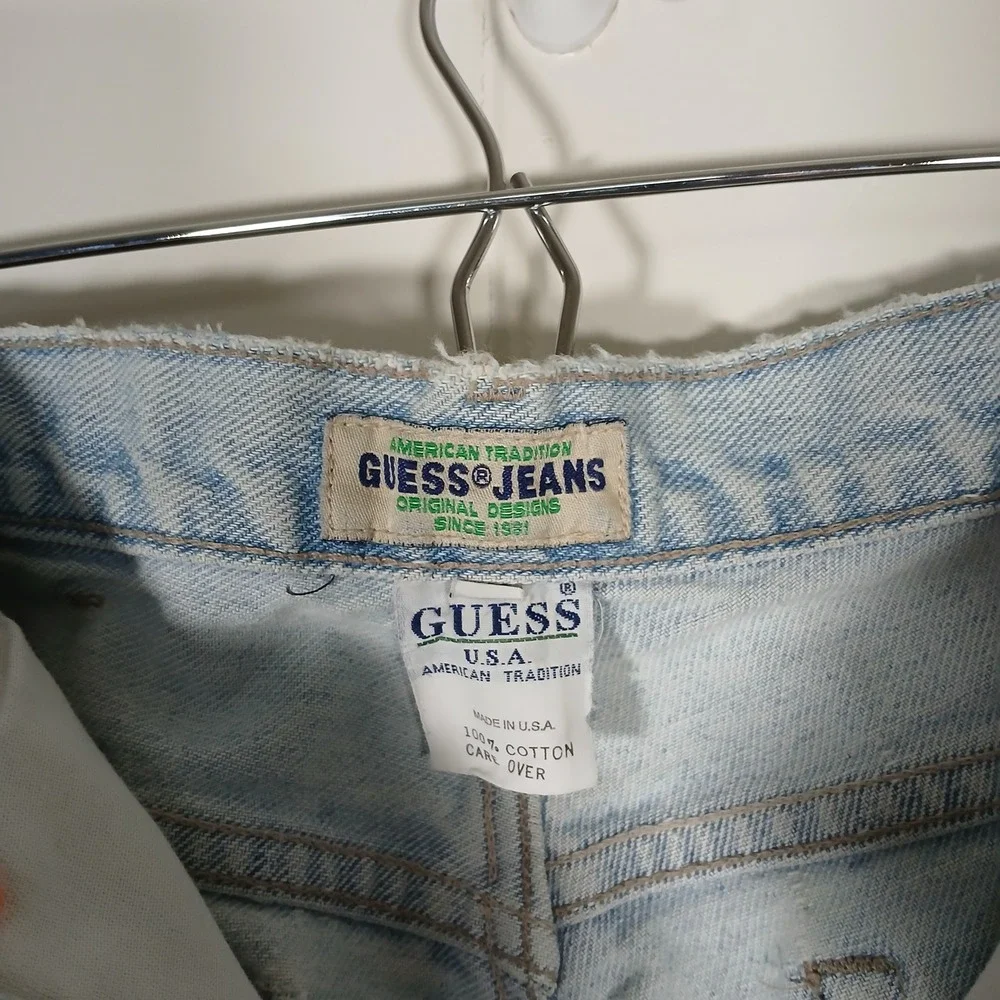 Vintage Guess Made in USA Denim Jeans Mens 36x30 Light Wash High Rise Distressed